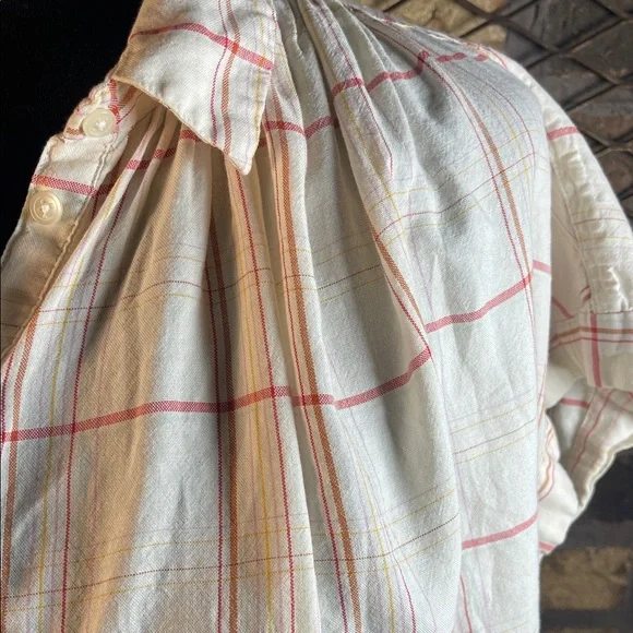 Madewell Central Shirt Popover in Fine Plaid red, pink, sherbet, green L - Picture 4 of 7